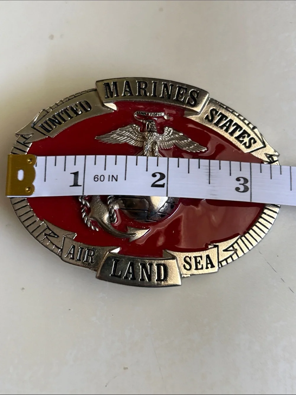 United States Marines Red Enamel Belt Buckle